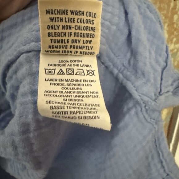 LL Bean Blue Cloud Gauze 100% Cotton Top PXL - Picture 6 of 8